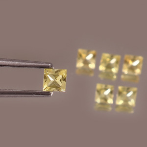 Lab Grown Light Yellow Sapphire 7mm Square Cut Faceted Calibrated Loose Gemstone Certified Stone Jewelry Making WholesaleSupplie - Product Image 2
