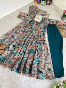 Vestido Largo de Fiesta Formal para Mujer, Talla Grande, Casual, con Estampado Floral, Patchwork de Seda Taby y Organza, Cuello Redondo, Nueva Moda de Verano 2025 - Product Image 2