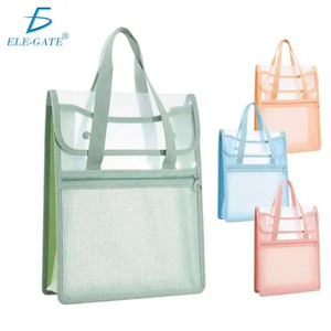 Busta Portadocumenti A4 Trasparente in PVC con Cerniera, Grande Capacità, Maniglia a Rete, Organizzatore Portatile per Esami - Product Image 1