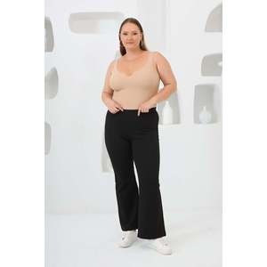 Plus Size Black Steel Knit <b>Flared</b> <b>Leggings</b> - Product Image 5