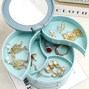 4-Layer Plastic Dust-Proof Jewelry <b>Box</b> Space-Saving Multi-Tier <b>Vanity</b> Storage for Rings Earrings Other Jewelry Items Customized - Product Image 2