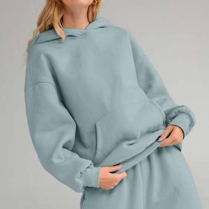 ODM OEM hiver logo personnalisé 100% coton avec poche pull surdimensionné français éponge porter décontracté entraînement Style Y2k sweats à capuche pour femmes - Product Image 6