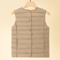 Chaleco Acolchado de Algodón para Mujer, Casual, Ligero, de Lana, con Cierre de Doble Botonadura, Sin Mangas, con Cuello Alto, para Invierno