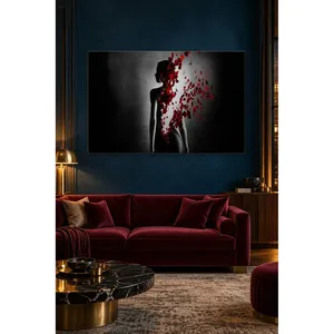 Silueta de Mujer Fida que se convierte en Pétalos de Rosa Roja, Impresión en Lienzo - Product Image 2