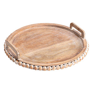 Bandejas redondas de madera para servir en relieve, bandejas de madera hechas a mano para servir, utensilios de cocina de mesa, vajilla decorativa para el hogar del Hotel - Product Image 1