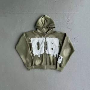 Streetwear Diseño de cremallera Algodón Lavado ácido Sudadera con capucha Bordado de diamantes de imitación Sun Faded Sudaderas con capucha desgastadas - Product Image 4