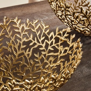 Bols en aluminium à brindilles de feuilles artisanales à bas prix avec finition plaquée or, utilisés pour servir des Fruits et des centres de Table - Product Image 5