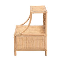 Élégante étagère de présentation moderne en rotin avec tiroir de rangement, idéale pour organiser la chambre à coucher et la décoration bohème.