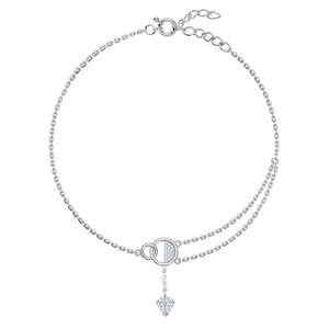 Compre Tobilleras/Payals de Plata 925 100% Auténtica para Mujeres y Niñas, Chapadas en Oro de 14k con una Bonita Piedra Principal de Diamante y Material de Primera Calidad - Product Image 1