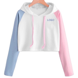 Top corto con logotipo personalizado para mujer y niño, venta al por mayor, Top corto de Color rosa y azul, blusa, suéter para mujer - Product Image 1