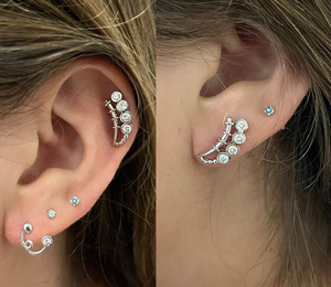 Boucles d'oreilles en argent sterling 925 et acier inoxydable Moissanite blanc taille ronde diamant bijoux de mode pour femmes à la mode - Product Image 3