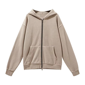 Sudadera con capucha y cremallera completa recortada con logotipo personalizado esencial para hombre, ropa de calle de alta calidad, sudaderas con capucha con cremallera personalizadas de peso pesado - Product Image 5