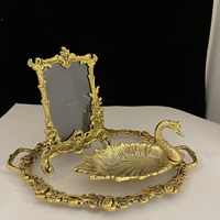Ensemble cadeau de mariage avec bol en argent et en argent antique doré