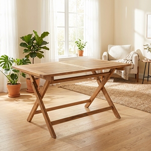 New Modern Minimalist Teak Wood <b>Folding</b> <b>Dining</b> <b>Table</b> Outdoor Patio Garden Slatted Furniture Space Saving Durable 4-Seater SVLK - Product Image 3