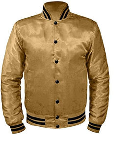 Veste en satin pour homme personnalisée 100% polyester, doublée matelassée brodée, veste de baseball bomber varsity personnalisée pour homme - Product Image 1