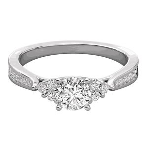 Anillo de Compromiso con Halo de Diamantes Redondos para Ella - Product Image 3