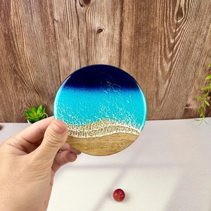 ที่รองแก้วไม้เรซินงานฝีมือส่วนบุคคลแกะสลักสไตล์มหาสมุทรชายหาดงานแต่งงานของที่ระลึกของผู้เข้าพัก - Product Image 5