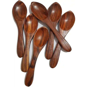 Nouvelle conception de cuillère en bois sculptée à la main pour manger, finition sûre pour les aliments, poignée ergonomique, cuillère à dîner en bois d'Inde - Product Image 1