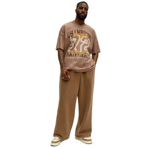 Pantalones Deportivos Holgados de Cintura Media con Logotipo Personalizado, Ligeros, con Diseño de Rayas, 100% Algodón, Doble Cintura, Acabado Lavado - Product Image 1