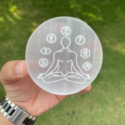 ถาดรองแก้วดีไซน์แผ่นซีลีไนต์และเรกิสลักลายหินอัญมณีบำบัดความรักแบบขัดเงาสำหรับตกแต่ง - Product Image 4