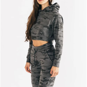 Nouveau design personnalisé haut court à capuche pour les femmes confortable à manches longues Out Wear grande taille bonne qualité femmes Sweat Shirt - Product Image 4