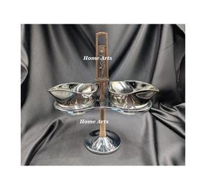 Serveur de fruits secs en aluminium de la plus haute qualité Serveur d'écrous de taille et de forme personnalisées avec plateau et poignée en bois - Product Image 4