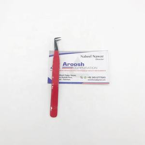 Pince à épiler en acier durable de haute qualité à 90 degrés, couleur plasma rouge, logo personnalisé, extension de cils, pointe de volume, vente en gros de cils - Product Image 2