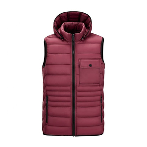 Gilet matelassé décontracté pour homme, respirant, à capuche, d'hiver, pour l'extérieur, avec fermeture éclair, sans manches, chaud, en coton, polyester/nylon, personnalisé - Product Image 3