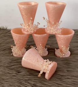 Wholesale <b>Wine</b> Epoxy Resin Tumblers Colored Mexican Confetti Blue Color Epoxy Resin Decorative Glass <b>Wine</b> Beer Tumbler Tableware - Product Image 5