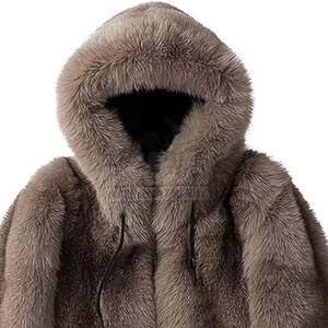 Veste d'hiver pour homme en fausse fourrure à capuche avec logo frontal, respirante, écologique, de haute qualité, fermeture éclair, couleurs et tailles personnalisables, décontractée - Product Image 4