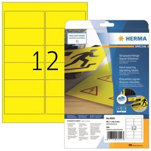 Paquete de 300 Etiquetas Adhesivas Reflectantes Amarillas HERMA de 99.1x42.3mm, Etiquetas Promocionales y Luces - Product Image 1