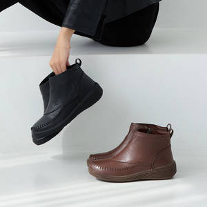 [JSHOE] Botines de Mujer de Piel Auténtica con Forro Cálido, Tacón de 4 cm, Botas Cortas de Invierno Cómodas - Product Image 3