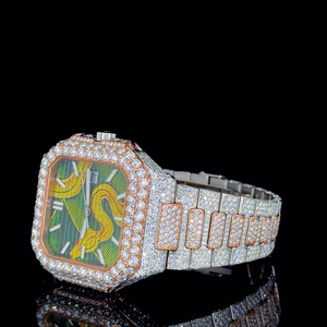 Montre carrée en acier inoxydable blanc style hip-hop sport, entièrement sertie de pierres avec des finitions dorées pour la mode streetwear, vente chaude - Product Image 2