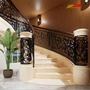 Rampe d'escalier classique en fer forgé avec balustres décoratifs et volutes élégantes pour un design d'escalier intérieur luxueux - Product Image 3