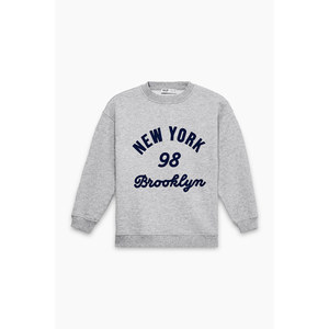 GRIMELANGE นิวยอร์ก 98 บรูคลินเสื้อสเวตเตอร์คอกลมพิมพ์ลายสำหรับเด็กฤดูใบไม้ร่วงชุดลำลองสีเทา - Product Image 1
