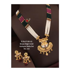 Stunning Premium Quality Gold Plated Stones Look Pendent <b>Necklace</b> <b>Set</b> With <b>Earrings</b> Wedding Festival Wear Collection For Women - Product Image 1