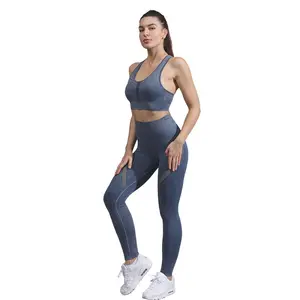 Leggings de ioga com cintura alta e botão, leggings de ioga macias e escovadas para mulheres, 92% poliéster 8% spandex, cor sólida personalizada