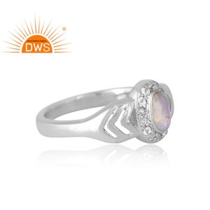 Nouveau Trenging Design Bague en argent sterling 925 avec opale éthiopienne naturelle et topaze blanche Fabricant de bijoux personnalisé - Product Image 4