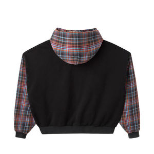 Fabricants de vêtements sur mesure, sweat-shirt à capuche zippé <span class=keywords><strong>en</strong></span> tissu molletonné 100% coton, patchwork à carreaux, blocs de couleur, pour hommes - Product Image 4