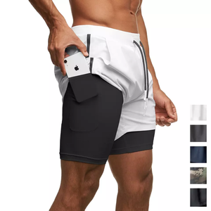 Pantalones Cortos Deportivos 2 en 1 Personalizables con Logotipo para Hombre, para Gimnasio, Correr, Trotar, con Patrón Sólido, Sublimación, Transferencia, Personalizables, Deportivos, Lisos - Product Image 3