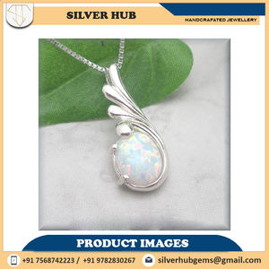 Handcrafted Oval Cut Opal Silver Plated Pendant Bezel Setting Classic Style Jewelry for Women/Unisex Third Party Appraised - Product Image 4