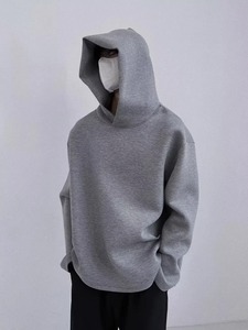 Sweatshirts à capuche légers et basiques pour hommes Pull baggy avec épaule tombante Teint uni pour une coupe confortable en hiver - Product Image 4