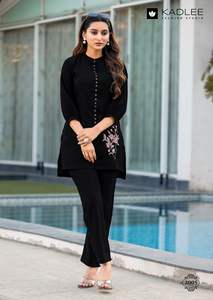 Nouvelle vente femmes Viscose fil de merde et travail manuel haut bas co-ord ensemble Maruti mode Kurta/P Kurti impression numérique toutes les saisons - Product Image 3