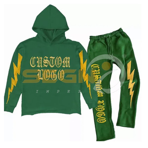 Ropa de calle con logotipo personalizado de peso pesado 400 Gsm pulóver francés Terry Unisex Vintage Puff estampado chándal para hombres - Product Image 2