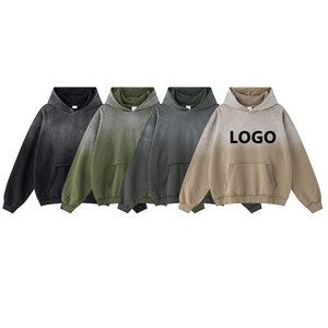 Sweat à capuche surdimensionné en coton 100% pour homme, personnalisé, épais, hiver, écologique, délavé à l'acide, effet vieilli, style streetwear - Product Image 1