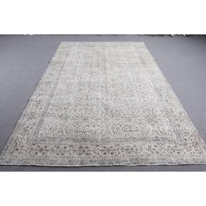 พรมตุรกีวินเทจ ขนาด 6.4x9.9 ฟุต (196x302 ซม.) ลายดอกไม้สีขาว - Product Image 1