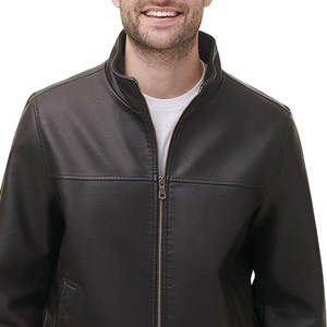 Chaqueta de moto de alta calidad a la moda al por mayor para hombre chaqueta de cuero para hombre con logotipo personalizado del fabricante - Product Image 6