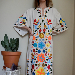 ชุดเดรสยาวเม็กซิกันสำหรับผู้หญิง,ชุดเดรสยูเครนขนาดใหญ่พิเศษคอวีงานปักลายสำหรับฤดูหนาว - Product Image 1