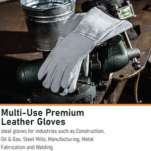 Guantes de soldadura TIG de buena calidad para proteger el trabajo del soldador, guantes de soldadura TIG antideslizantes resistentes al calor de cuero dividido en la palma completa - Product Image 5