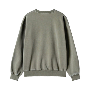 Sudadera de algodón de diseño de alta calidad para hombre, jersey de gimnasio, ropa deportiva teñida lisa de manga larga con logotipo bordado - Product Image 2